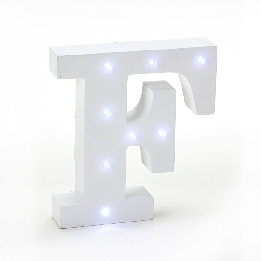12 Wholesale Wooden Vintage Led Marquee Freestanding Letter F - White image