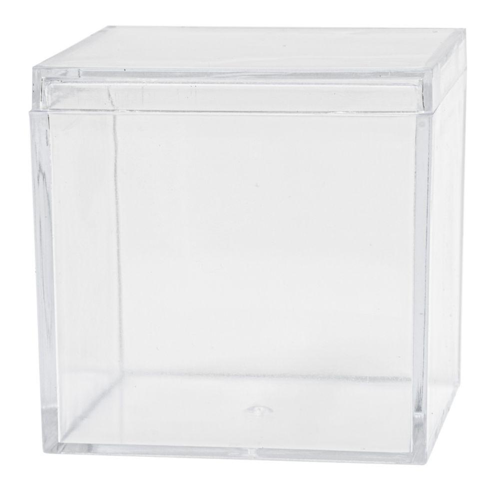 12 Wholesale Plastic Cube Box 2 inch - Clear 12pc image