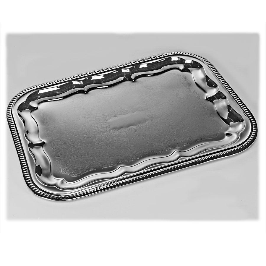 12 Wholesale Metal Rectangular Serving Tray With Decorative Edge image