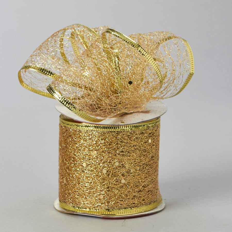 40 Wholesale Glitter Weave Mesh Roll - Gold image