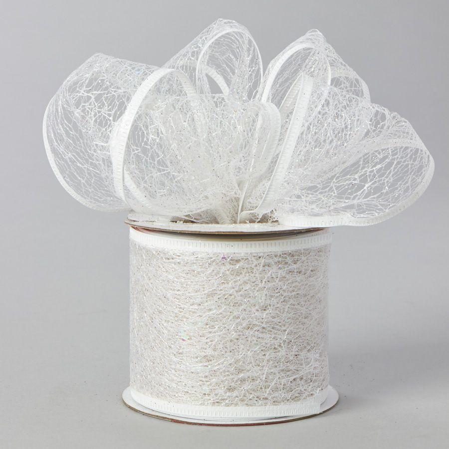 40 Wholesale Glitter Weave Mesh Roll - White image