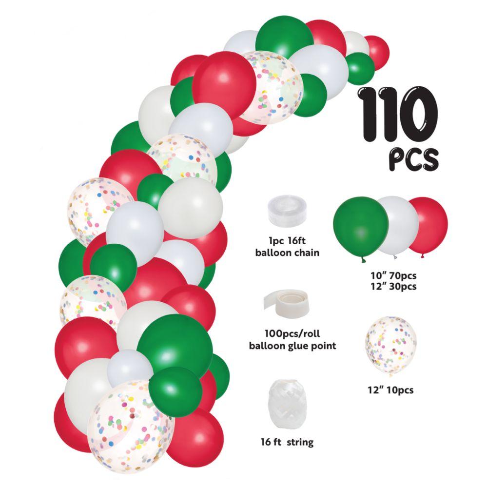 12 Wholesale Red White Green Balloon Garland Set 16ft image