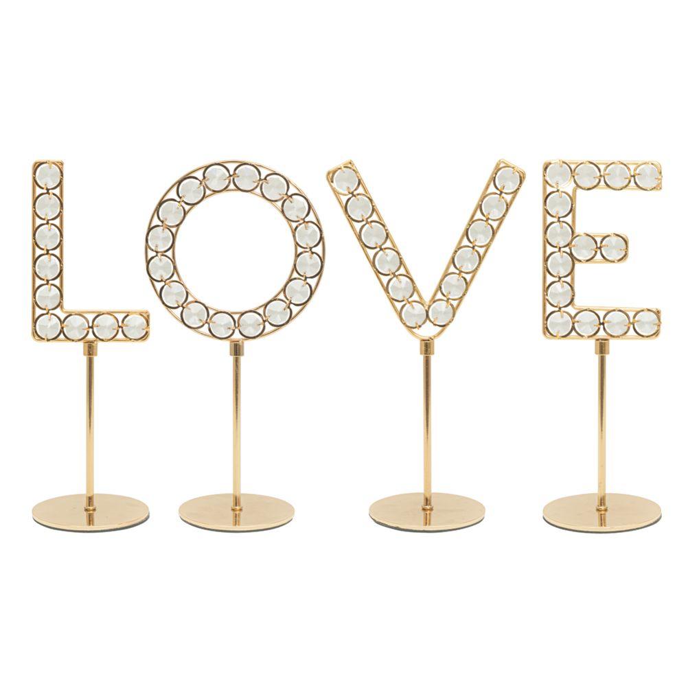 6 Wholesale Crystal Beaded Tabletop Letter "love" 9 inch - Gold image