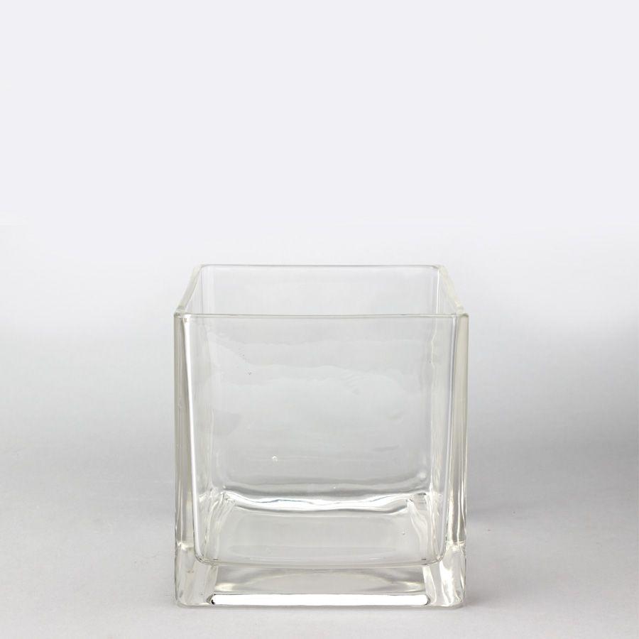 6 Wholesale Glass Square Cube Vase 7 inch image