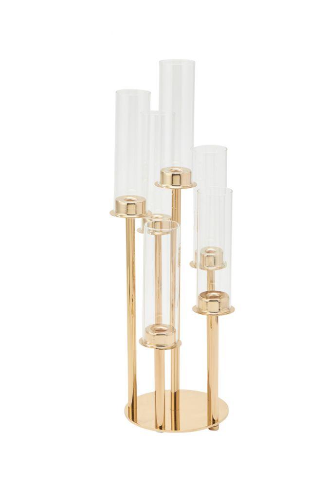 Wholesale Round Six Arm Cluster Candle Holder 24 inch - Gold image
