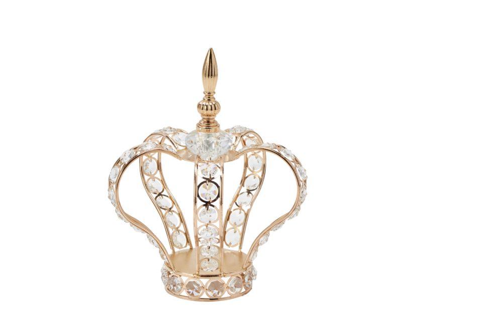 6 Wholesale Crystal Beaded Crown Centerpiece - Gold image
