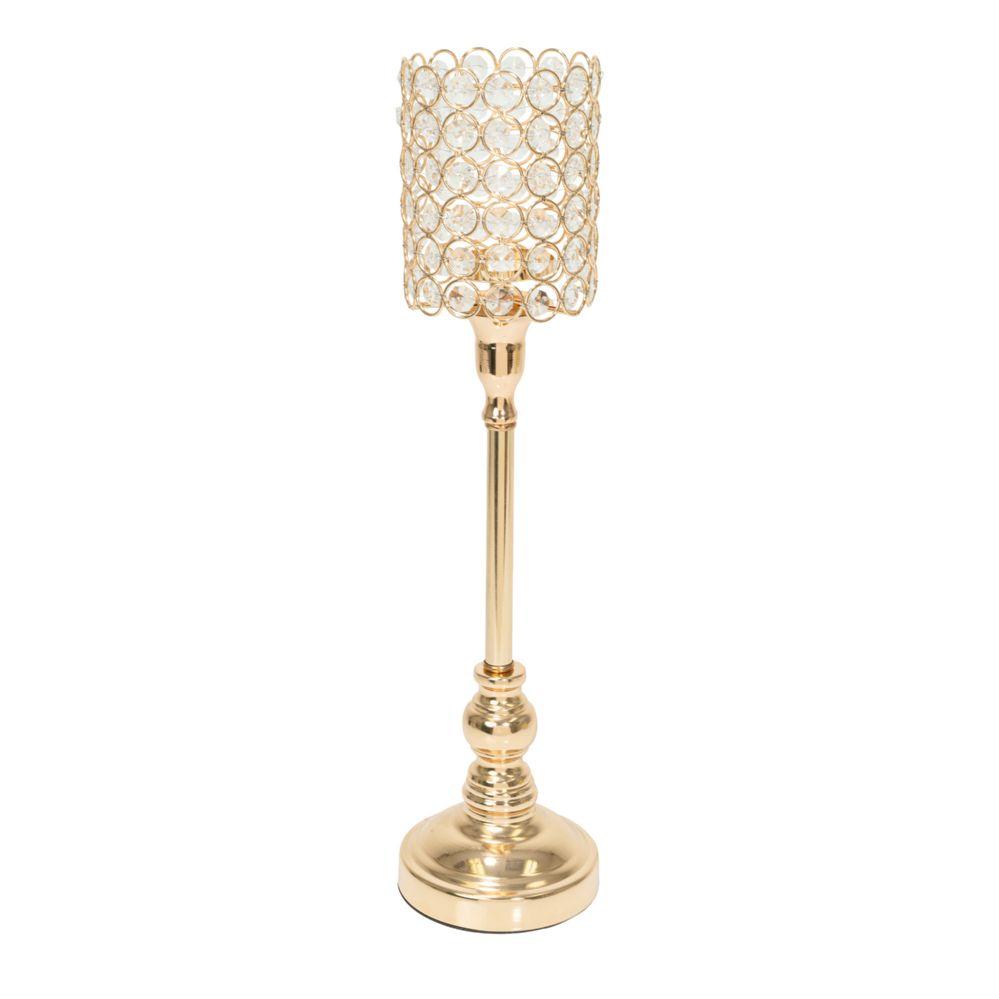 8 Wholesale Metal Crystal Beaded Votive Candle Holder 19l inches - Gold image