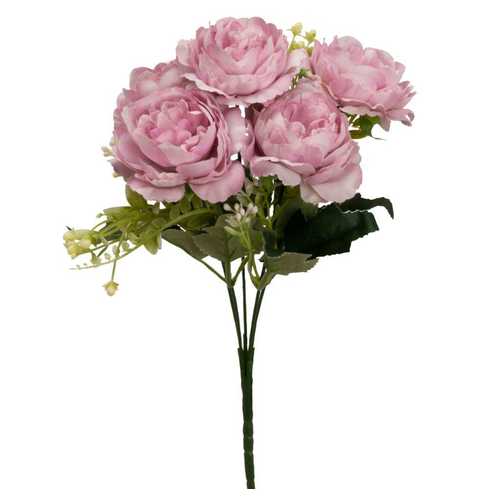 36 Wholesale Artificial 5 Head Peony Bush 12 inch - Lavender image