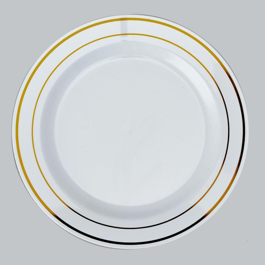 15 Wholesale Disposable Deluxe Plate With Gold Hot Stamping Ring 10 inch 12pc Pack image