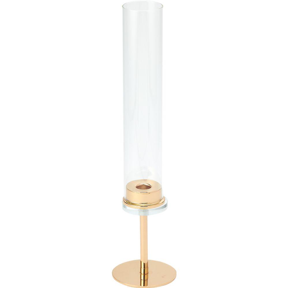 12 Wholesale Candle Holder With Cylinder Glass Shade 16 inch - Gold image