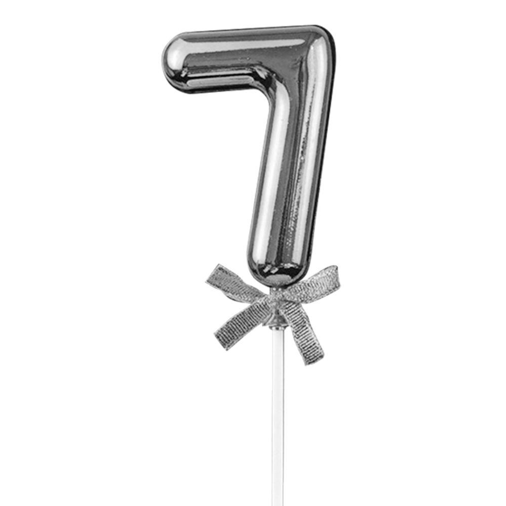48 Wholesale Plastic Cake Topper "7" - Silver image