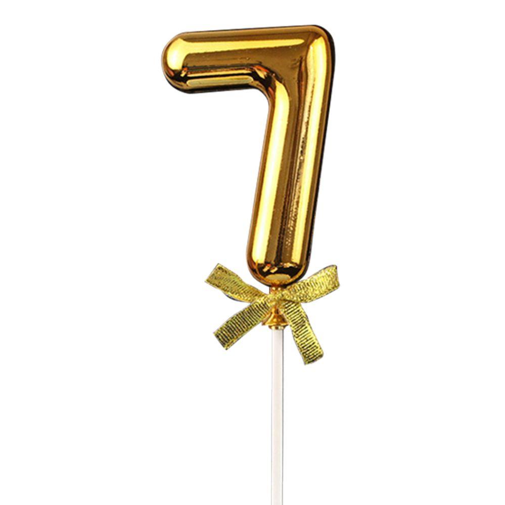 48 Wholesale Plastic Cake Topper "7" - Gold image