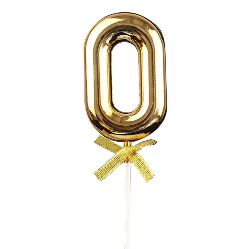 48 Wholesale Plastic Cake Topper "0" - Gold image