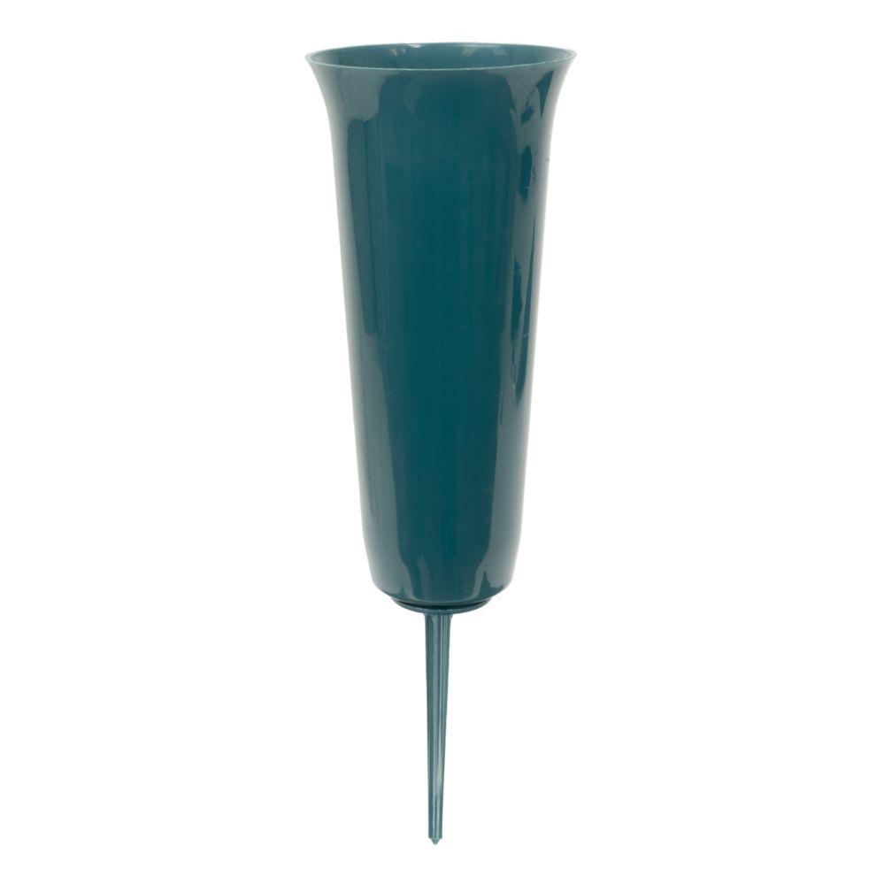12 Wholesale 9 inch Cemetery Vase With Spike 6pc - Green image