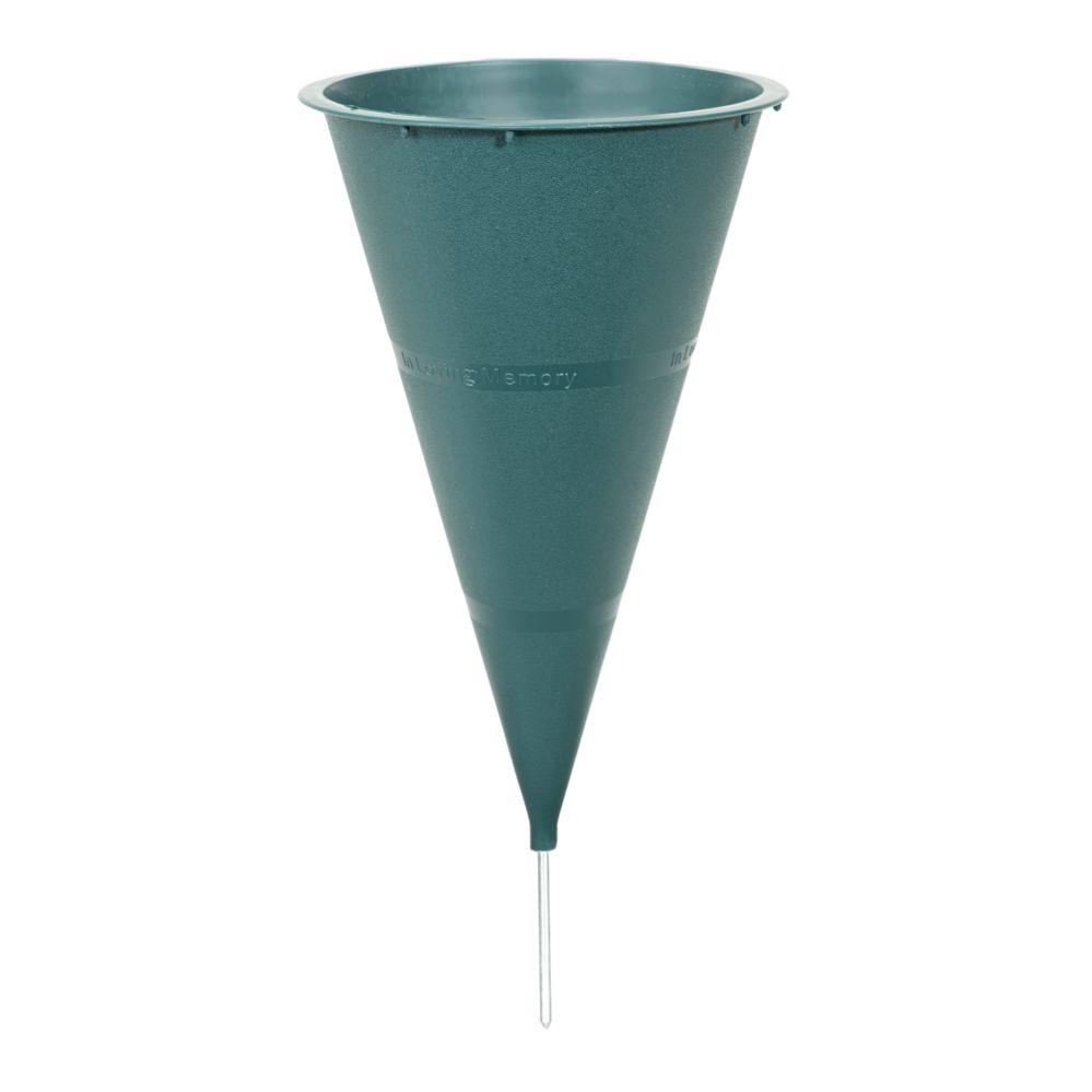 6 Wholesale 11 inch Cemetery Cone Vase With Metal Spike 6pc - Green image
