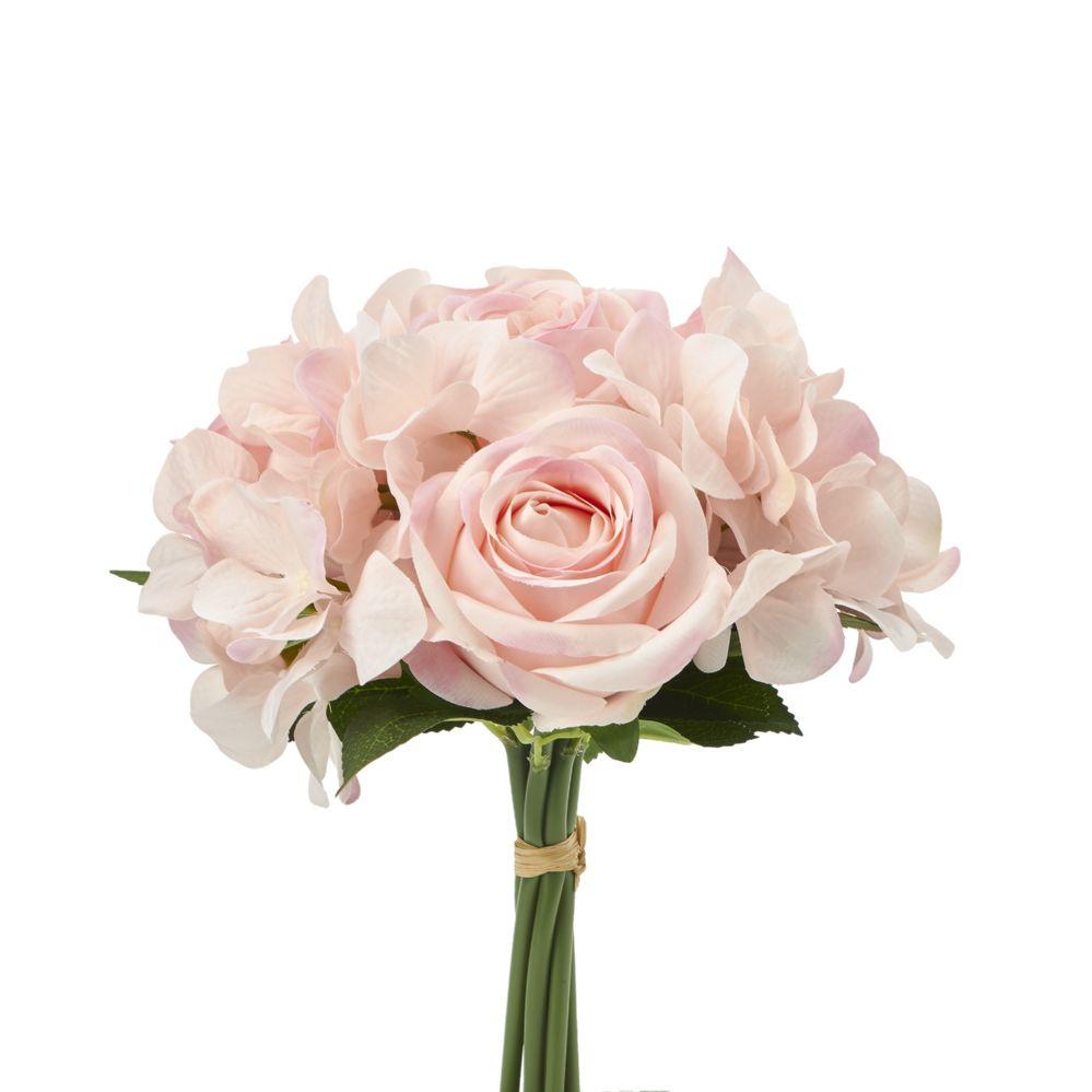 36 Wholesale Artificial Rose & Hydrangea Bouquet - Blush image