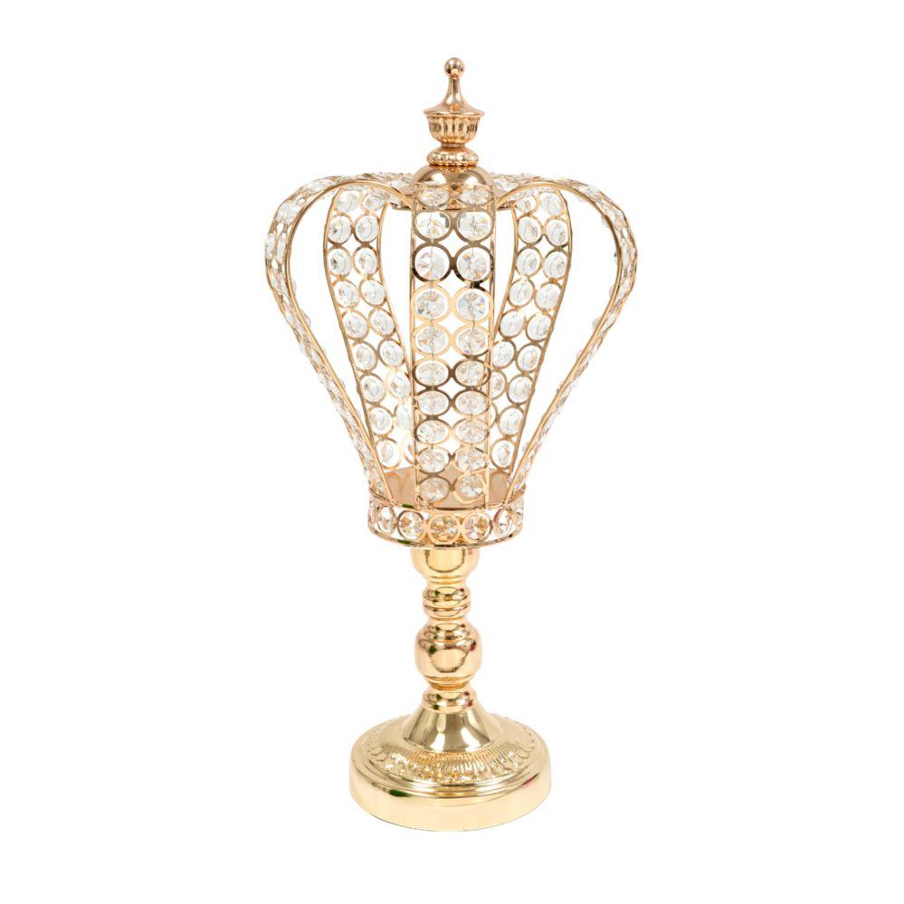 4 Wholesale Metal And Crystal Crown Centerpiece Riser 15?" - Gold image