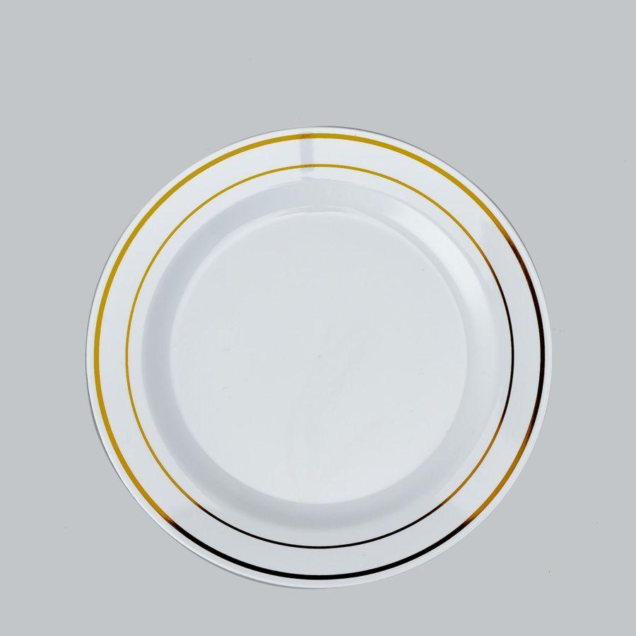 30 Wholesale Disposable Deluxe Plate With Hot Stamping Ring 7 inch - Gold 12pc Pack image