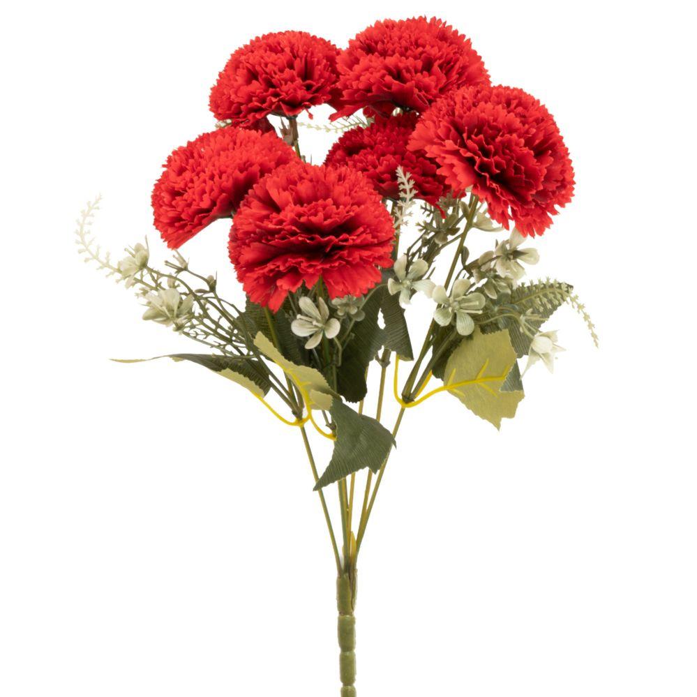 36 Wholesale Artificial 6 Head Carnation Bush 12 inch - Red image