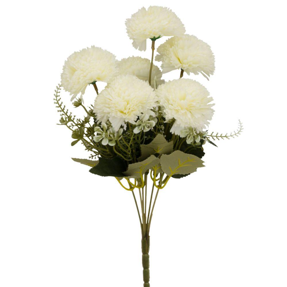 36 Wholesale Artificial 6 Head Carnation Bush 12 inch - White image