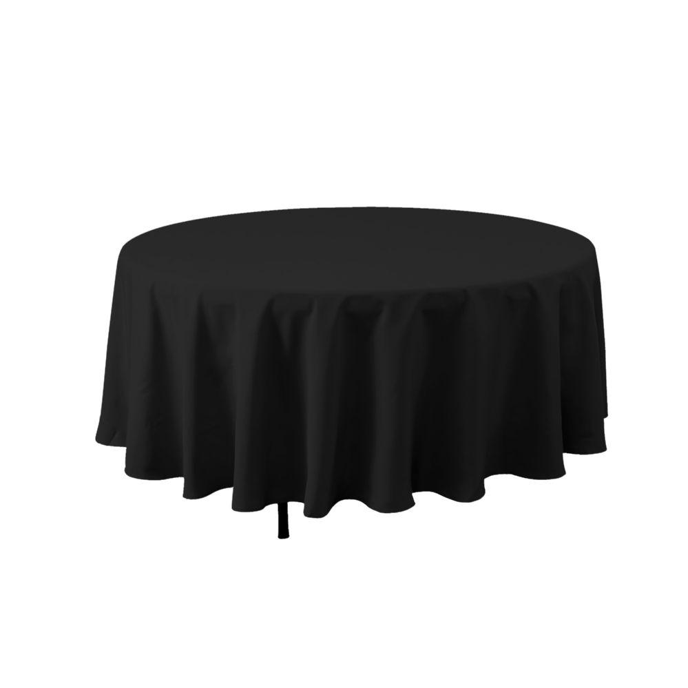 6 Wholesale Round Polyester Table Cover 120 inches - Black image