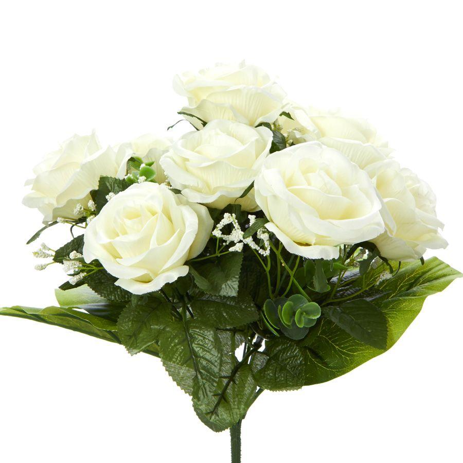 12 Wholesale Artificial Deluxe Rose Bouquet - Cream image