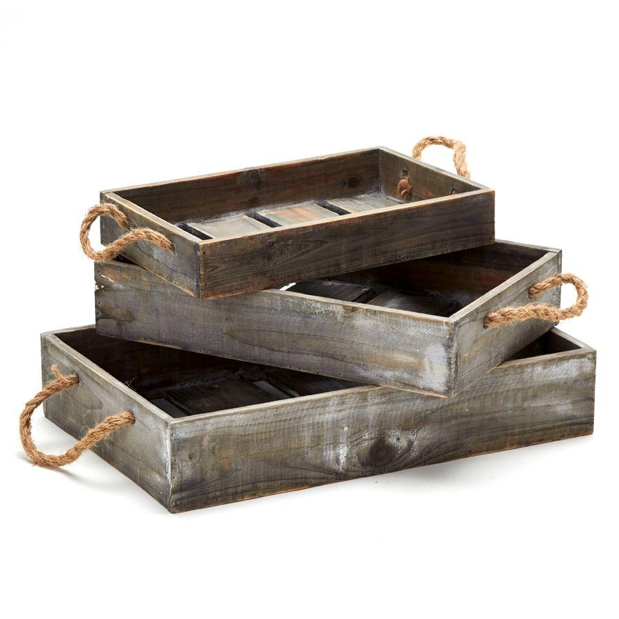 4 Wholesale Wooden Crates 3pc Set - Brown image