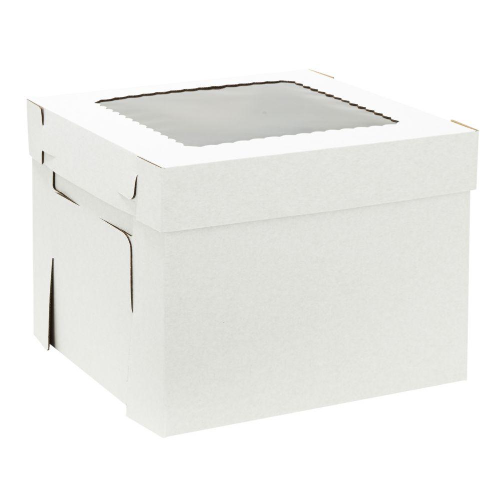 Wholesale Corrugated 2-Piece Bakery Box With Window Lid 14" 25pc - White image