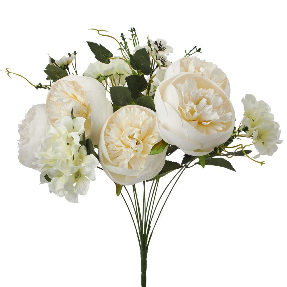 24 Wholesale Artificial Peony And Hydrangea 20 inches - White image