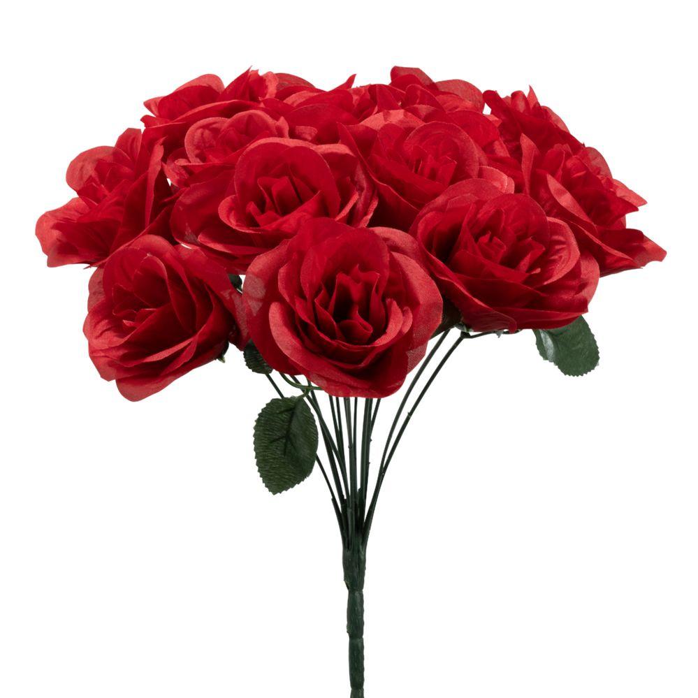 24 Wholesale Artificial Rose Bouquet 12 inches - Burgundy image