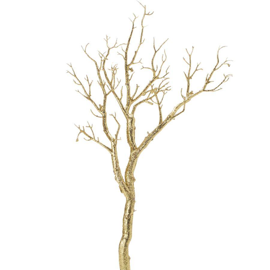 12 Wholesale Manzanita Glitter Tree Branch 30 inches - Gold image