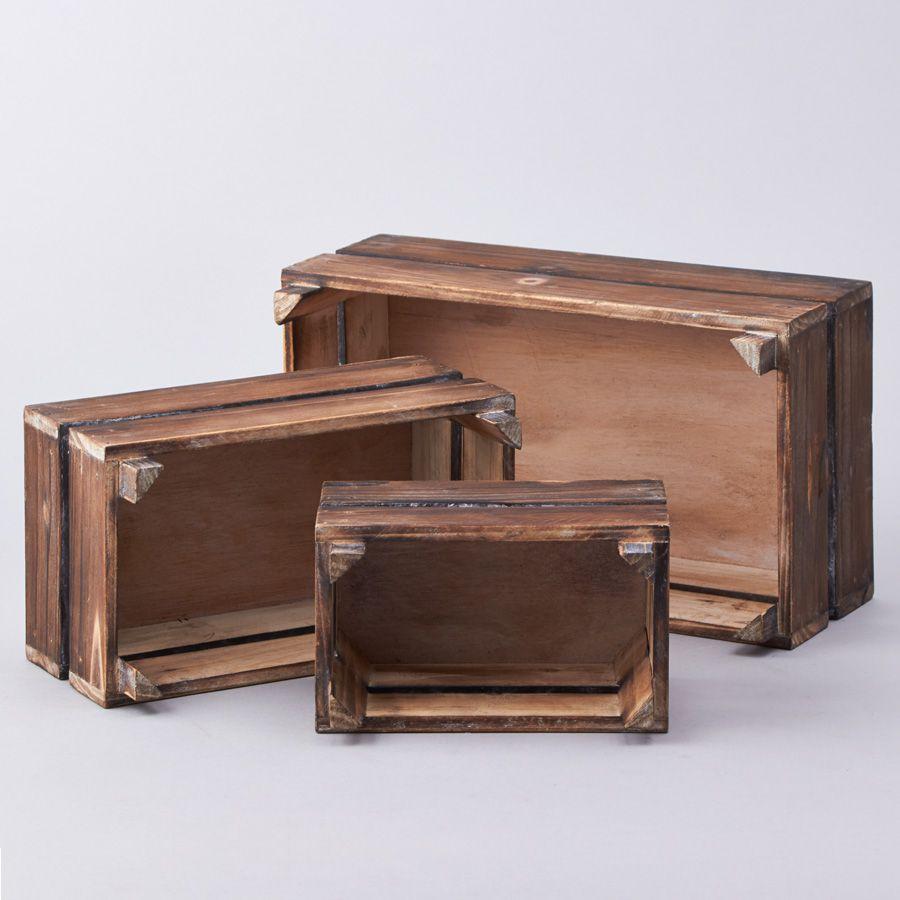 8 Wholesale Wooden Crates 3pc - set - Brown image