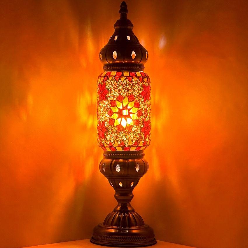12 Wholesale Orange Blossom Moroccan Cylindrical Mosaic Table Lamps Without Bulb image