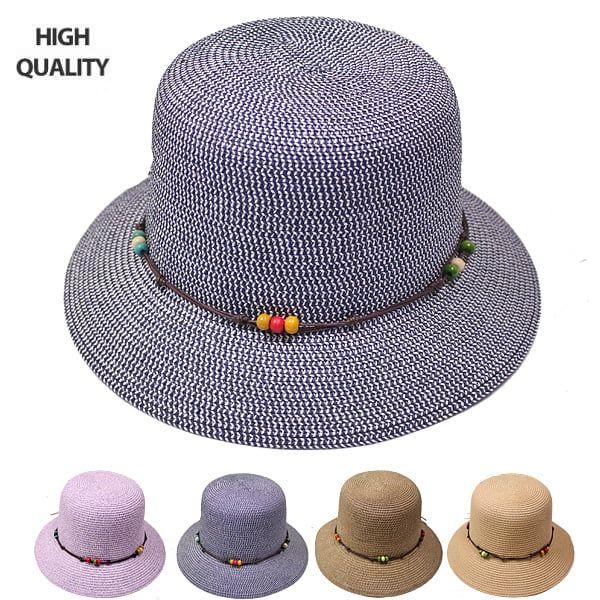 24 Wholesale Elegant Straw Sun Bucket Hat image