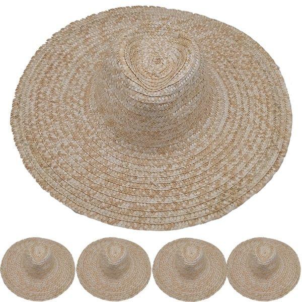 24 Wholesale Natural Palm Straw Summer Sun Hat For Men - Wide Brim Hat image