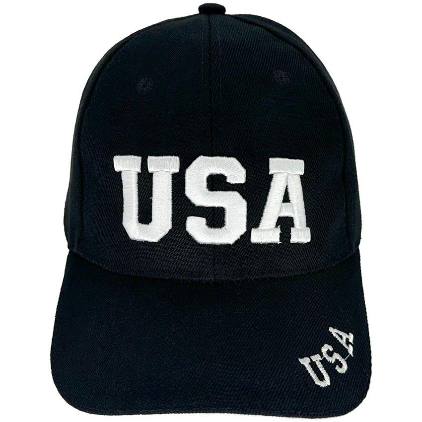 24 Wholesale Usa Embroidered Black Baseball Cap image