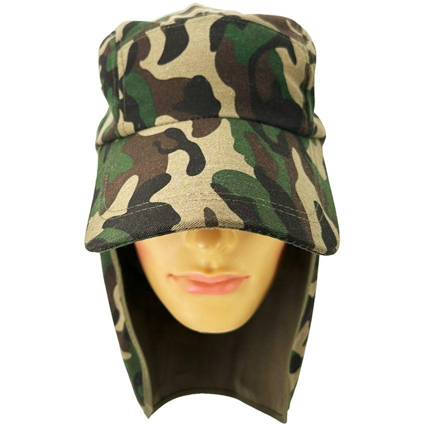 24 Wholesale Camouflage Baseball Cap For Men - Sun Summer Hat With Neck Flap image