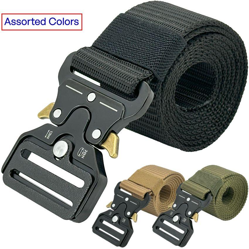 24 Wholesale Tactical HeavY-Duty Belts With Metal Quick Release Buckle - Adjustable And Assorted image