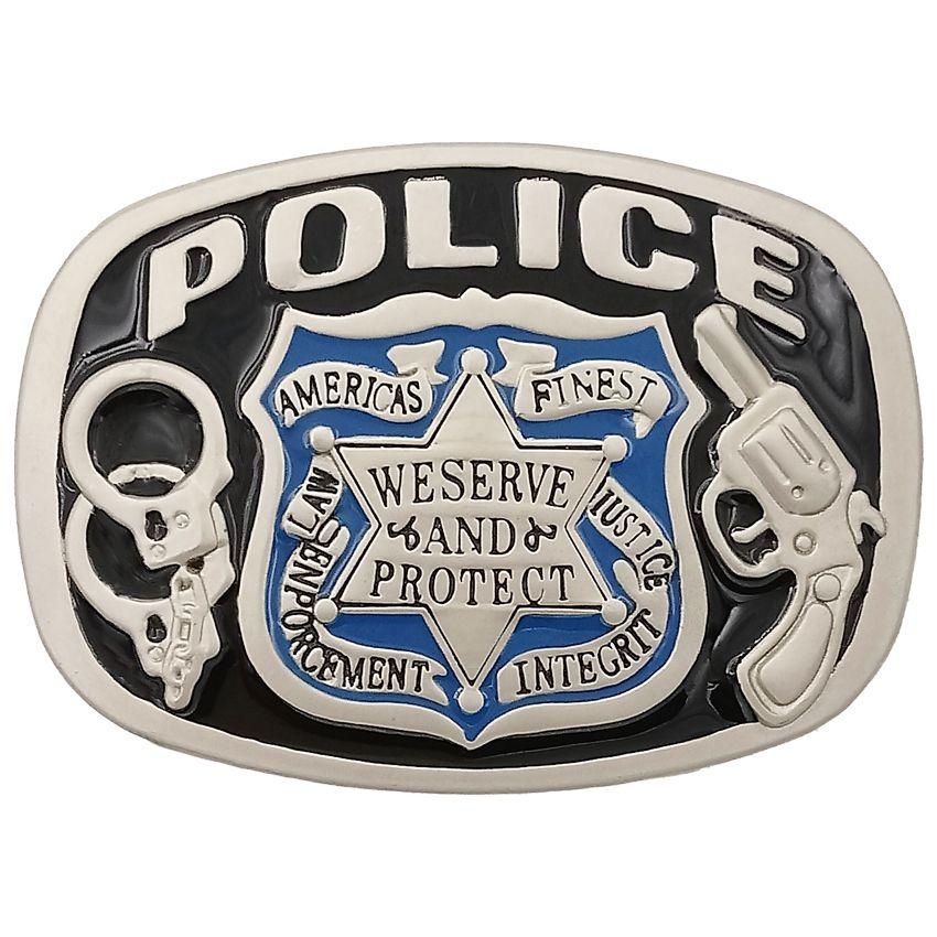 12 Wholesale Police Belt Buckle - Gun & Handcuffs Design image