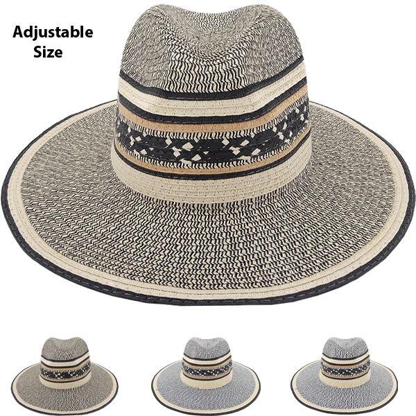 24 Wholesale Elegant Straw Wide Brim Summer Hat image