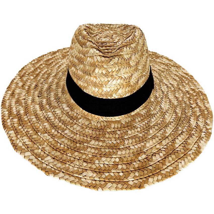 24 Wholesale Men's Summer Hat With Black Band - Quality Straw image