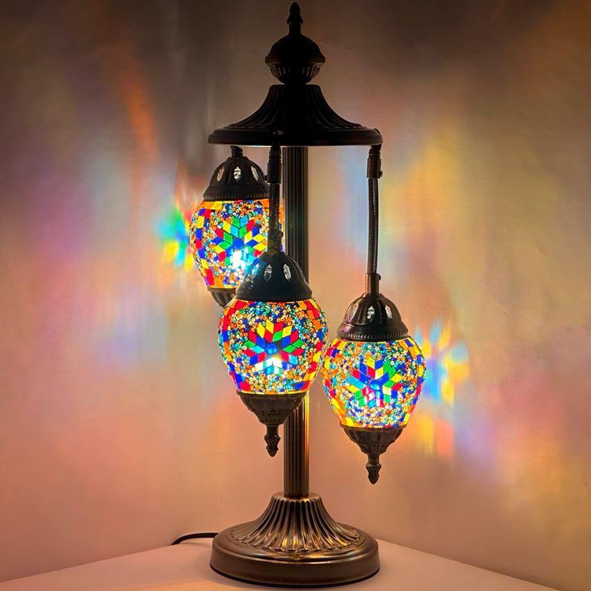 12 Wholesale Rainbow Flower Handmade Egg Shaped Mosaic Floor Lamps With 3 Globes Without Bulb image