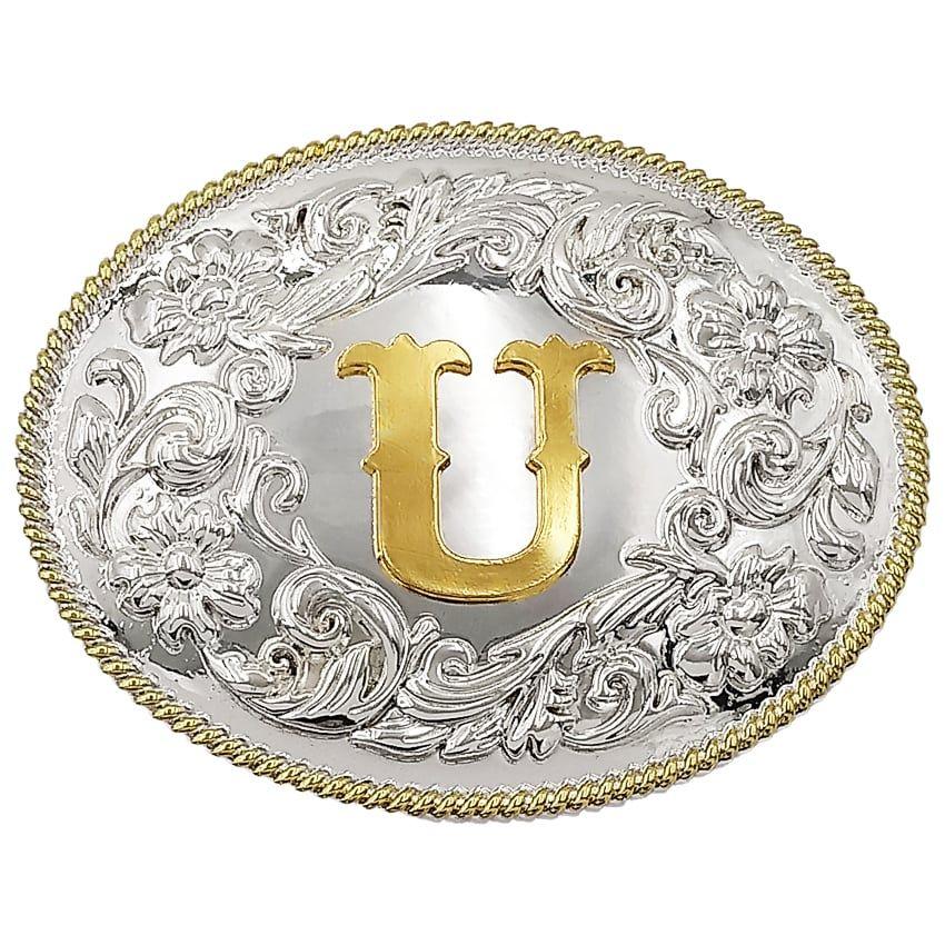 12 Wholesale Golden Initial U Belt Buckles image