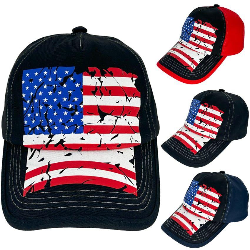 24 Wholesale American Flag Pattern Baseball Cap image