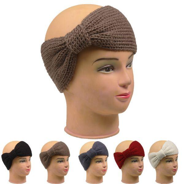 24 Wholesale Bow Shape Woolen Winter Headbands For Women image