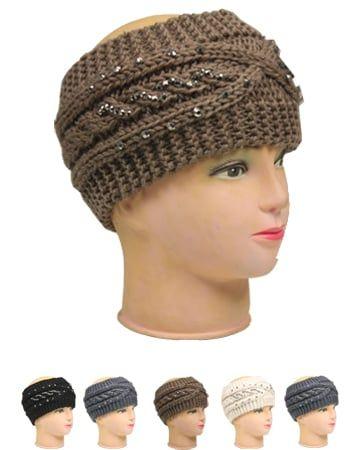 24 Wholesale Crochet Cable Knitted Woolen Winter Headbands For Women image