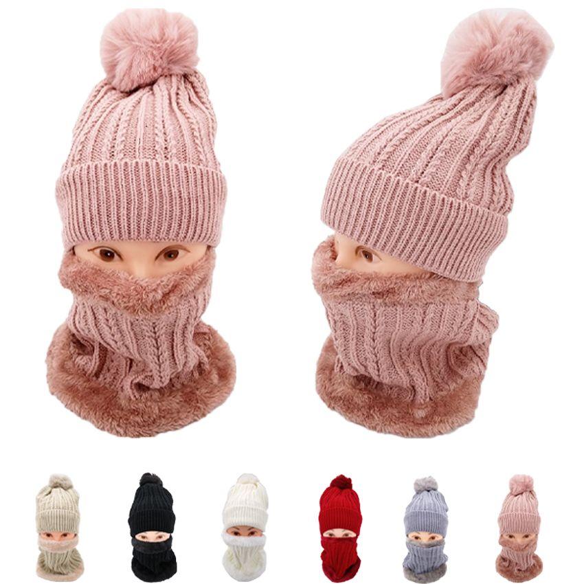 24 Wholesale Striped Knitting Beanie And Scarf Set Winter Hats For Women image