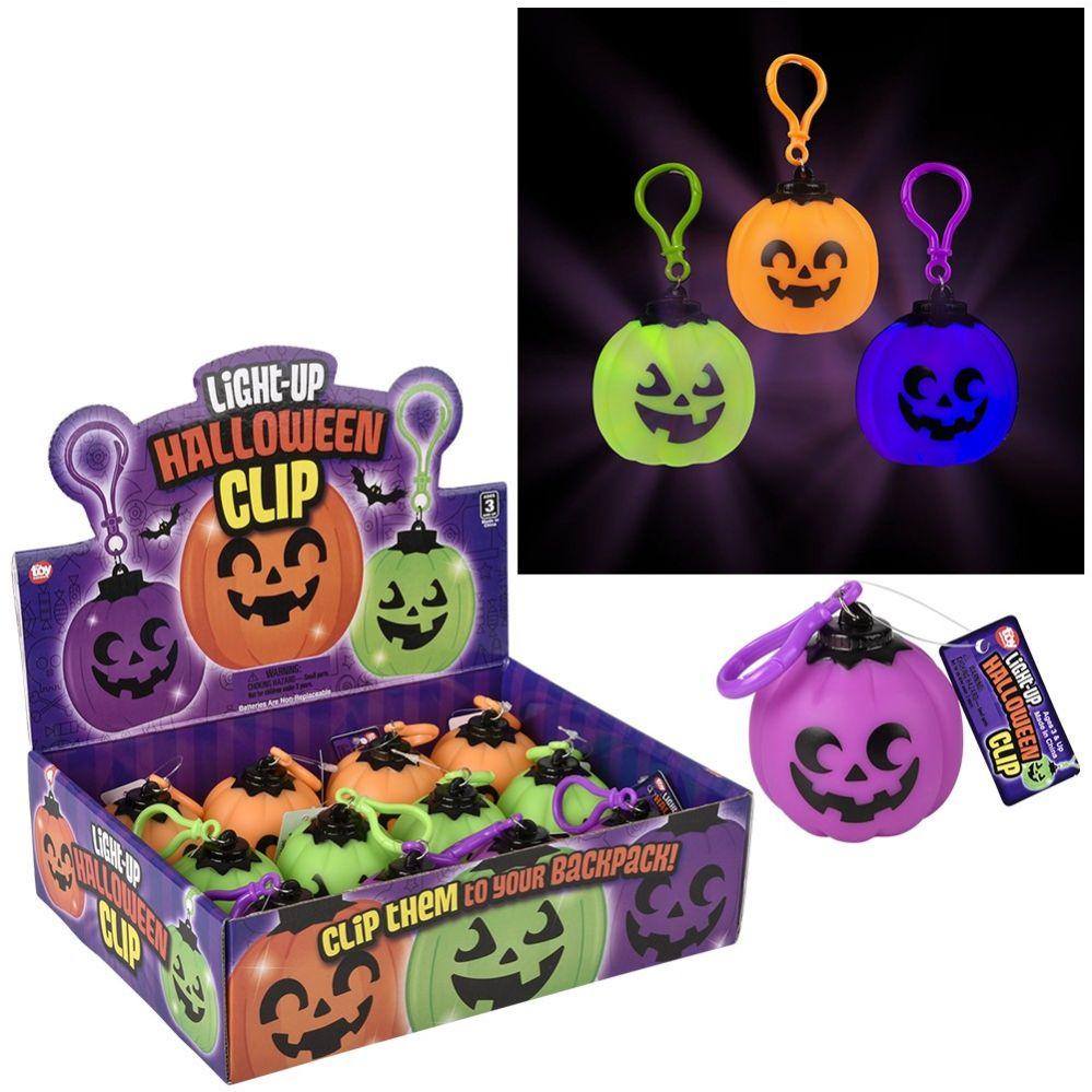 144 Wholesale 2.5inch LighT-Up Jack O Lantern Clip on image