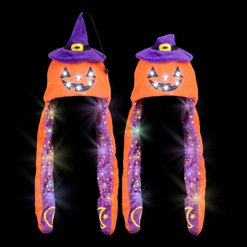 36 Wholesale Halloween Jack O Lantern Witch Popping Ear LighT-Up Hat image