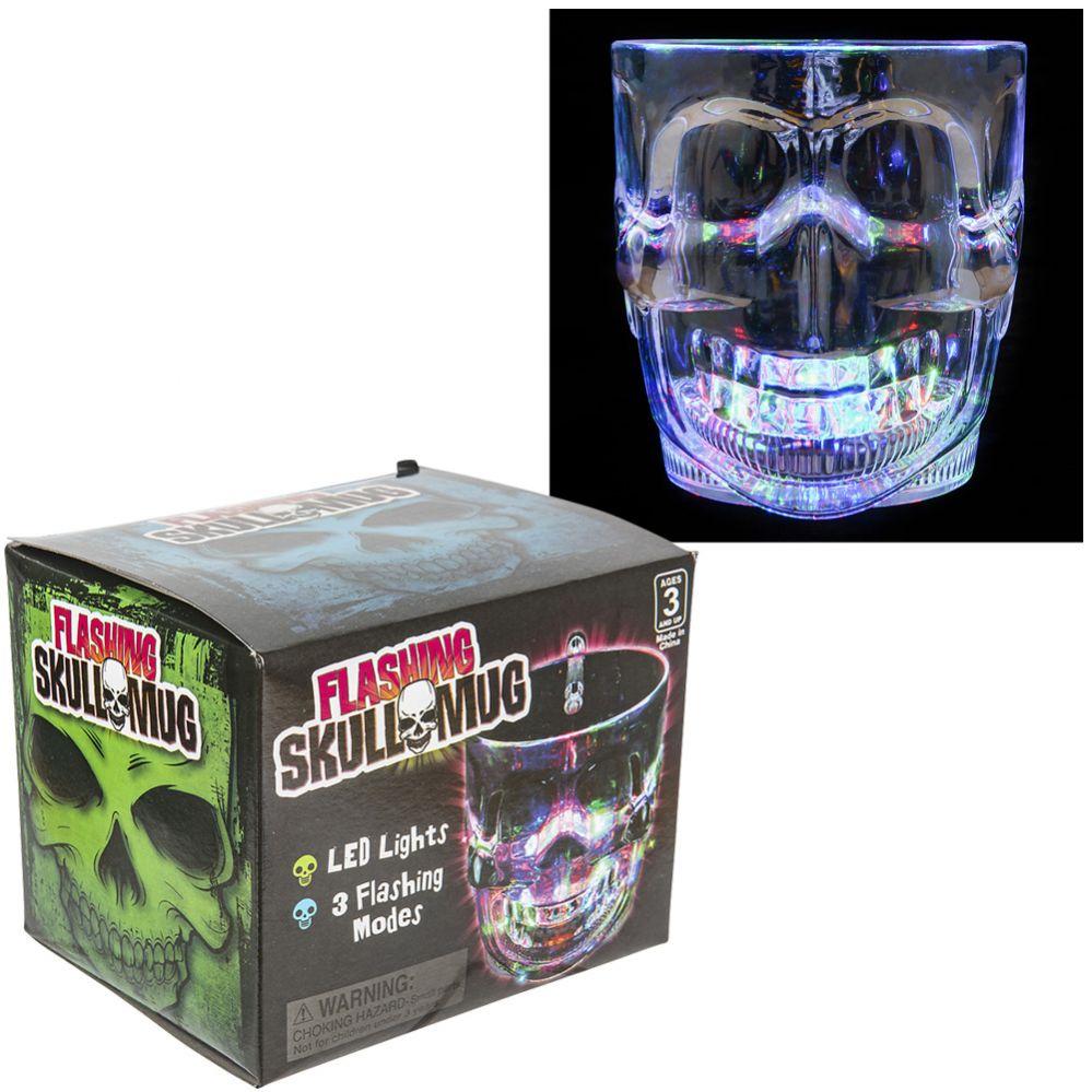 48 Wholesale LighT-Up Skull Glass 4 inch 16 oz image